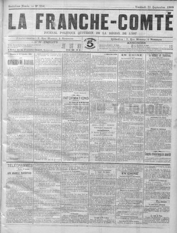21/09/1900 - La Franche-Comté : journal politique de la région de l'Est