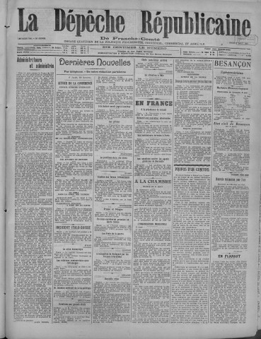 07/08/1919 - La Dépêche républicaine de Franche-Comté [Texte imprimé]