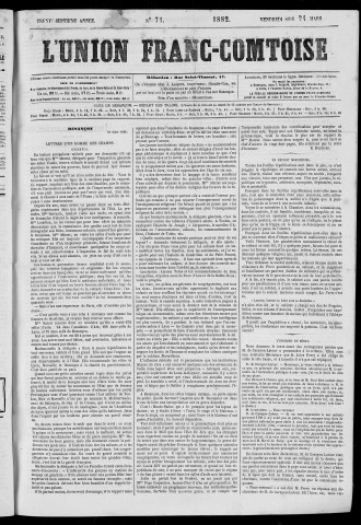 24/03/1882 - L'Union franc-comtoise [Texte imprimé]