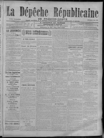 02/05/1906 - La Dépêche républicaine de Franche-Comté [Texte imprimé]