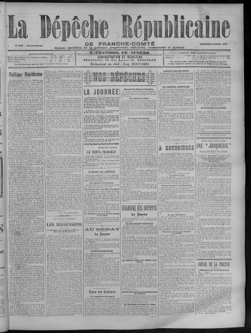 06/04/1906 - La Dépêche républicaine de Franche-Comté [Texte imprimé]