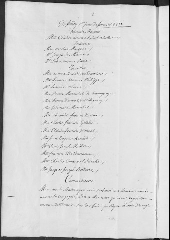 Registre des délibérations municipales 1er janvier - 30 juillet 1711