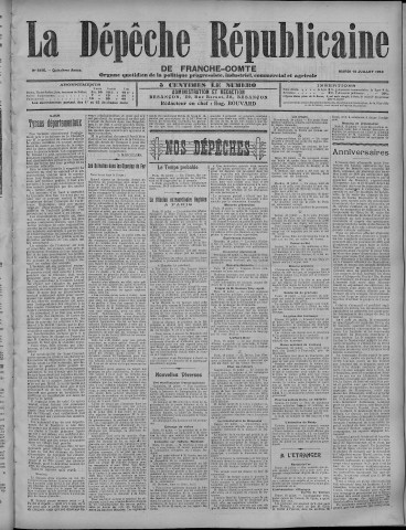 19/07/1910 - La Dépêche républicaine de Franche-Comté [Texte imprimé]