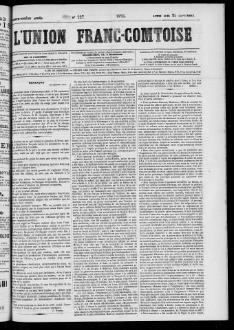 25/09/1876 - L'Union franc-comtoise [Texte imprimé]