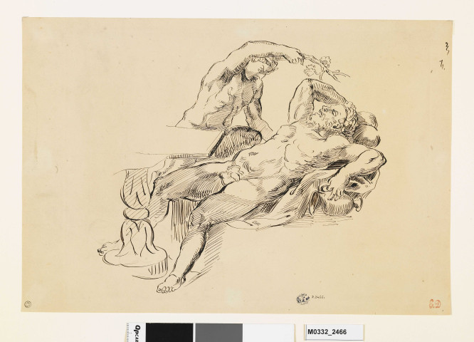 Un satyre essayant de réveiller un silène