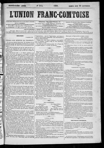 10/09/1881 - L'Union franc-comtoise [Texte imprimé]
