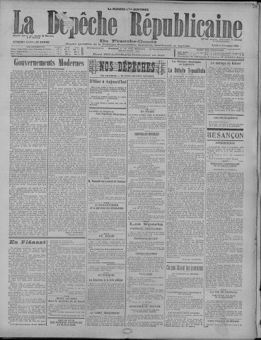 07/11/1922 - La Dépêche républicaine de Franche-Comté [Texte imprimé]