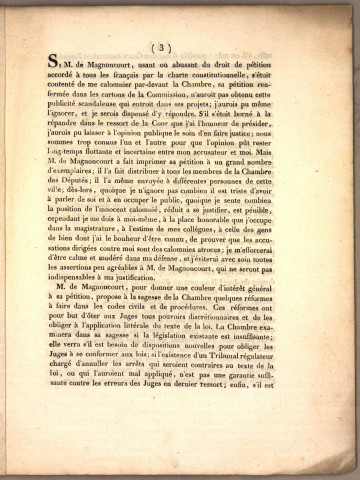 Réponse à la pétition présentée à la Chambre des députés imprimée et distribuée aux Membres de cette chambre et signée Henrion de Magnoncourt par M. Louvot, Premier Président de la Cour royale...