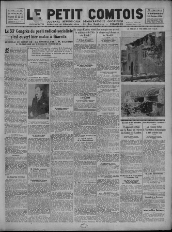 23/10/1936 - Le petit comtois [Texte imprimé] : journal républicain démocratique quotidien