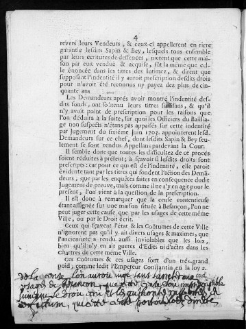 Factum pour les sieurs François Varin, avocat en Parlement... et Louis Martin... demandeurs... contre Jacques Sapin & Laurence Bey sa femme, appelans... /