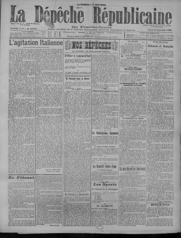 10/09/1923 - La Dépêche républicaine de Franche-Comté [Texte imprimé]