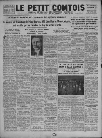 14/02/1936 - Le petit comtois [Texte imprimé] : journal républicain démocratique quotidien