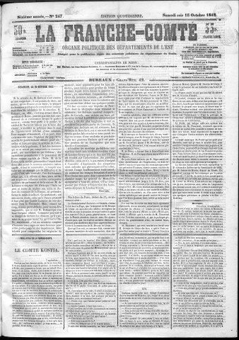 18/10/1862 - La Franche-Comté : organe politique des départements de l'Est