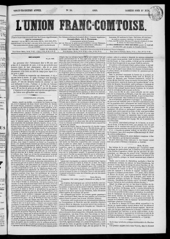 27/06/1868 - L'Union franc-comtoise [Texte imprimé]