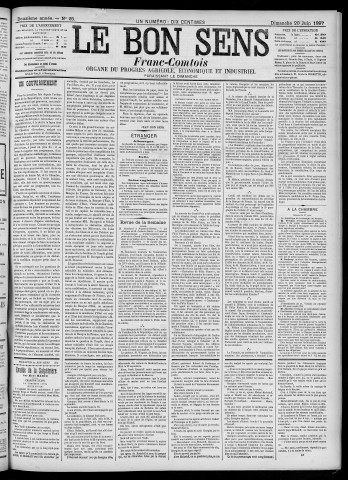 20/06/1897 - Organe du progrès agricole, économique et industriel, paraissant le dimanche [Texte imprimé] / . I