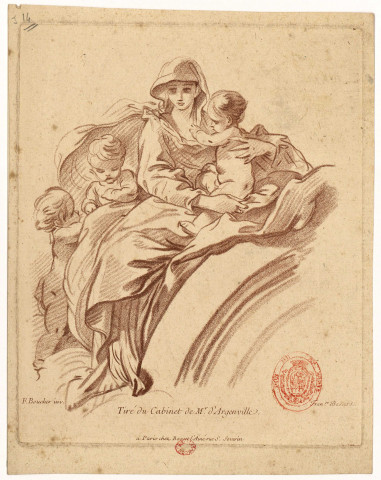Mère entourée de ses enfants [image fixe] / F. Boucher inv., Franse Basset sc. , A Paris : chez Basset l'aîné rue S. Severin, 1703/1775