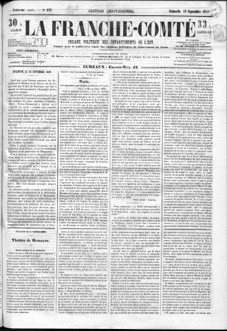 18/09/1859 - La Franche-Comté : organe politique des départements de l'Est