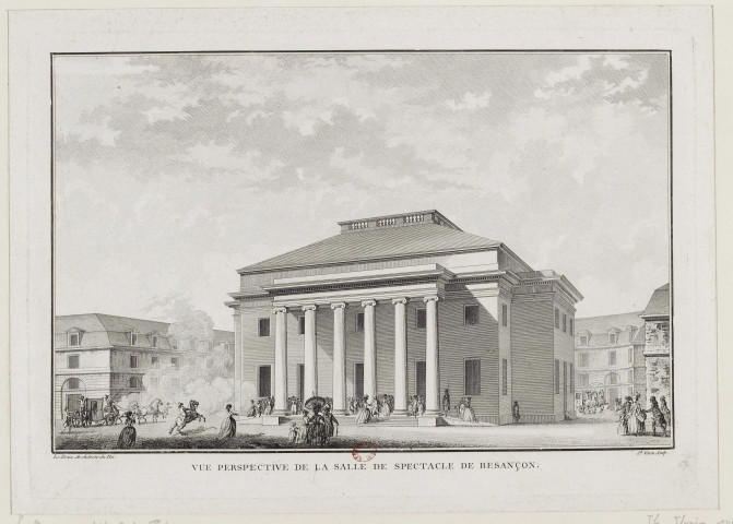 Vue perspective de la salle de spectacle de Besançon [image fixe] / Le Doux architecte du Roi, Jh Varin sculp. , 1700/1799