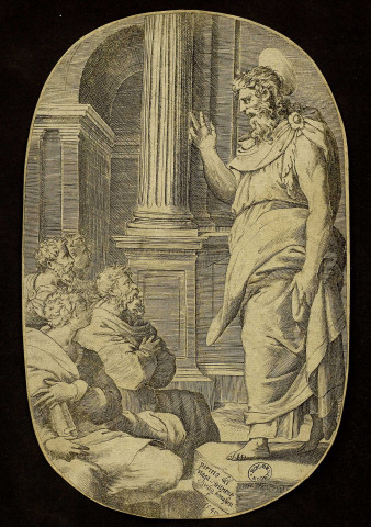 [Saint Paul prêchant aux nouveaux chrétiens] [image fixe] / Pirino del vaga inintor ; iulio bonasoni f 1545 , 1545
