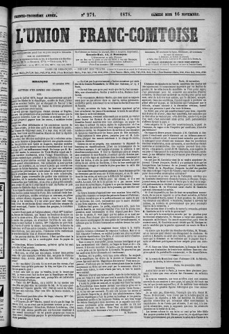 16/11/1878 - L'Union franc-comtoise [Texte imprimé]