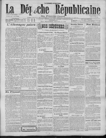 23/05/1921 - La Dépêche républicaine de Franche-Comté [Texte imprimé]
