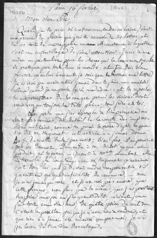 Ms 2931 - Correspondance de Pierre-Joseph Proudhon avec ses parents, son frère, la femme et les fils de celui-ci
