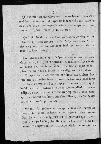Arrêté du Conseil général du département du Doubs à la séance publique du 16 frimaire, l'an 2 de la République française...