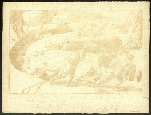Des pêcheurs retirant leurs filets [image fixe] / D'après le dessein de Jules Romain, qui est dans le cabinet de Mr. Crozat, gravé en cuivre par le Comté de C.... et en bois par Nicolas le Sueur , 1712/1765