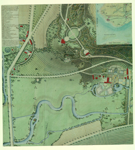 Château de Colmoulins près du Havre : plan du parc, avec une carte du pays de Caux / Pierre-Adrien Pâris , [S.l.] : [P.-A. Pâris], [1700-1800]