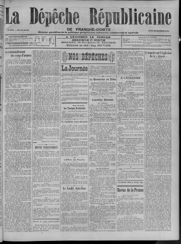 26/10/1911 - La Dépêche républicaine de Franche-Comté [Texte imprimé]