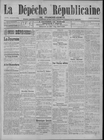 02/03/1912 - La Dépêche républicaine de Franche-Comté [Texte imprimé]