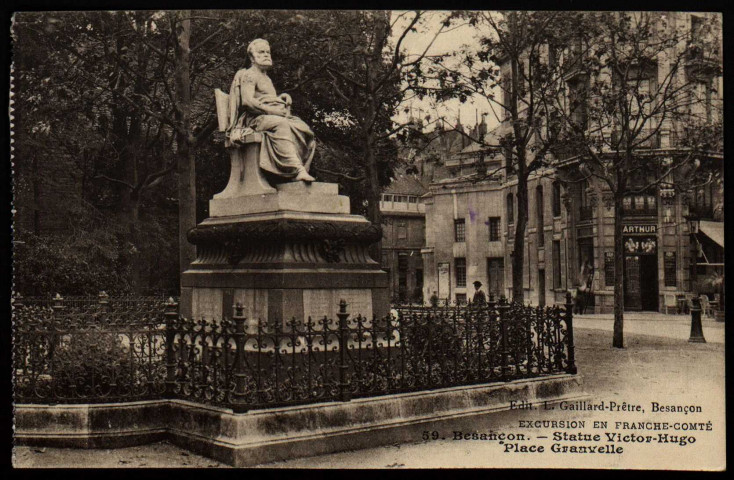 Besançon - Statue Victor Hugo Place Granvelle [image fixe] , Besançon : Edit. L. Gaillard-Prêtre, 1912-1913