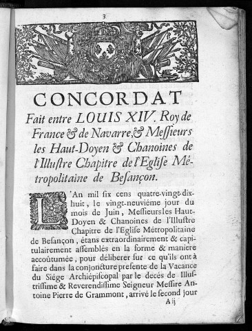 Titres et actes concernans les droits et privilèges de Messieurs les Haut-Doyen et chanoines de l'illustre Chapitre de l'Eglise métropolitaine de Besançon