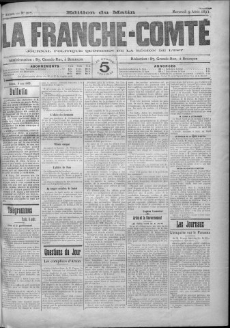 09/08/1893 - La Franche-Comté : journal politique de la région de l'Est