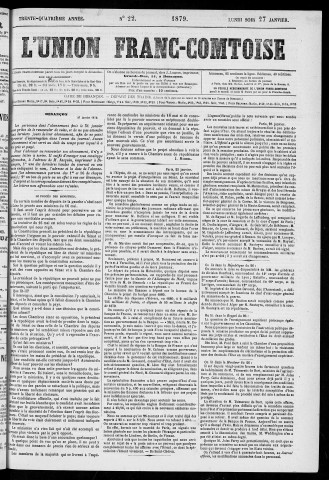 27/01/1879 - L'Union franc-comtoise [Texte imprimé]
