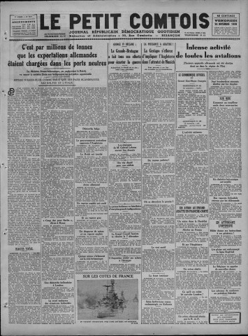 24/11/1939 - Le petit comtois [Texte imprimé] : journal républicain démocratique quotidien