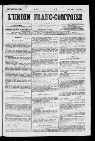 19/02/1883 - L'Union franc-comtoise [Texte imprimé]