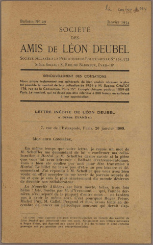 01/1954 - Bulletin / Société des amis de Léon Deubel