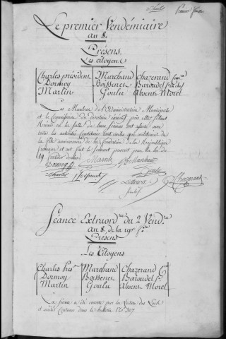 Délibérations municipales du Canton 23 septembre 1799 - 22 octobre 1800 (ancienne cote : 1D3)
