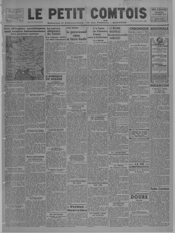 19/02/1943 - Le petit comtois [Texte imprimé] : journal républicain démocratique quotidien