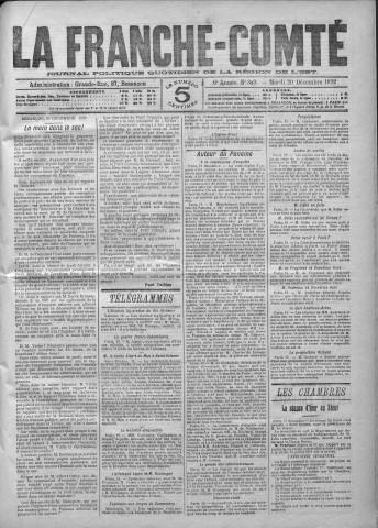 20/12/1892 - La Franche-Comté : journal politique de la région de l'Est