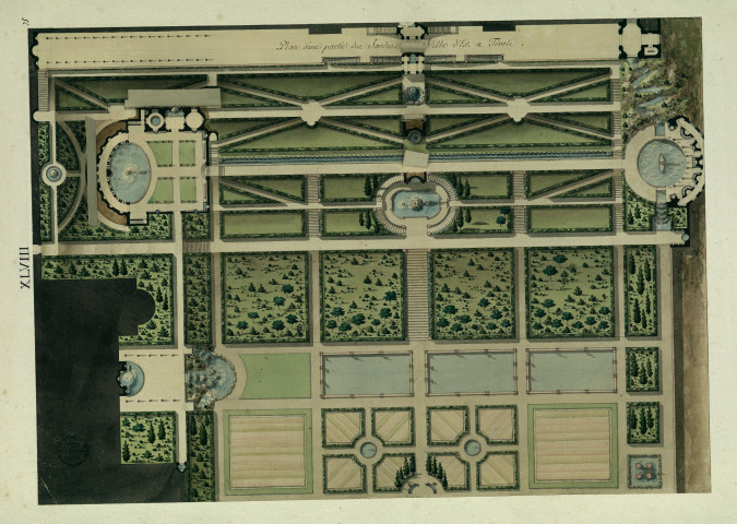 Plan d'une partie des jardins de la villa d'Este à Tivoli / Pierre-Adrien Pâris , [S.l.] : [P.-A. Pâris], [1700-1800]