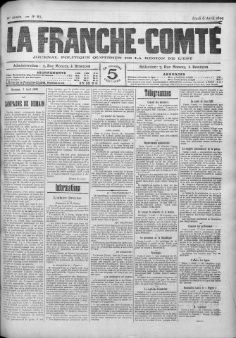 06/04/1899 - La Franche-Comté : journal politique de la région de l'Est
