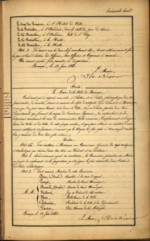 Arrêtés et avis du Maire, avec répertoire alphabétique, du 21 janvier 1847 au 6 juin 1853