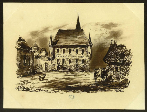 Chaussin (Jura). Petite maison en brique : draperie et rouennerie [dessin] , [S.l.] : [s.n.], [s.d.]