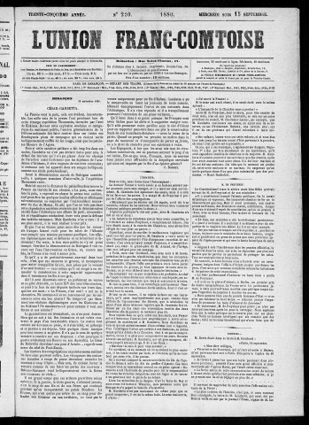 15/09/1880 - L'Union franc-comtoise [Texte imprimé]