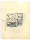 Distribution de soupe, dessin de Léon Delarbre
