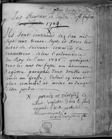 Paroisse de Saint Ferjeux, baptêmes, mariages, sépultures.
25 mai 1703 - 25 décembre 1736
3 janvier 1704 - 29 décembre 1767
Lacunes 1705 - 1709