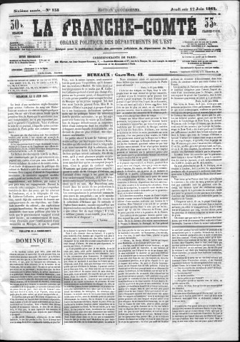 12/06/1862 - La Franche-Comté : organe politique des départements de l'Est