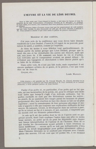 04/1933 - Bulletin / Société des amis de Léon Deubel